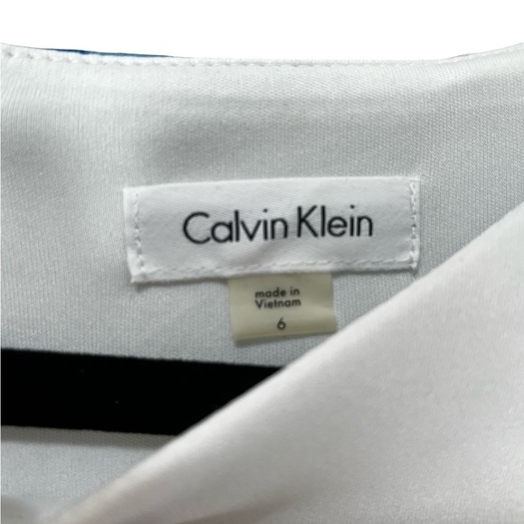 Calvin Klein floral bell-sleeve sheath dress white blue floral pattern - Picture 5 of 12